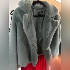 Haute Monde Sage Green Teddy Jacket Plush Oversized Style